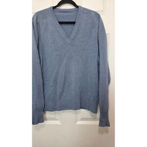 Unbranded V-Neck Sweater Mens Large‎ Blue Heathered Knit Long Sleeve Pullover